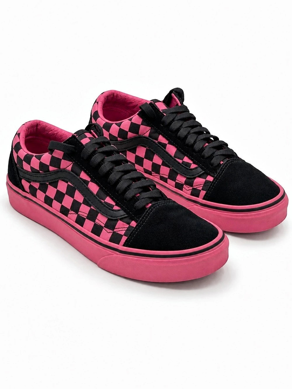 Vans Old Skool Womens Size 8.5 Mens 7 Fizz Pink Black Checkerboard Sneaker Rare
